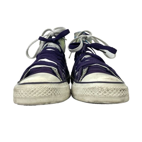Converse CTAS Double Tongue High Tops Women's Sz 7 Plaid Purple Green 517444F - Picture 2 of 10